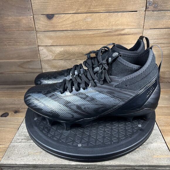 Adidas Adizero Mens Size 9.5 Black Lace Up Athletic Cleats Sneakers New In Box - Picture 3 of 11